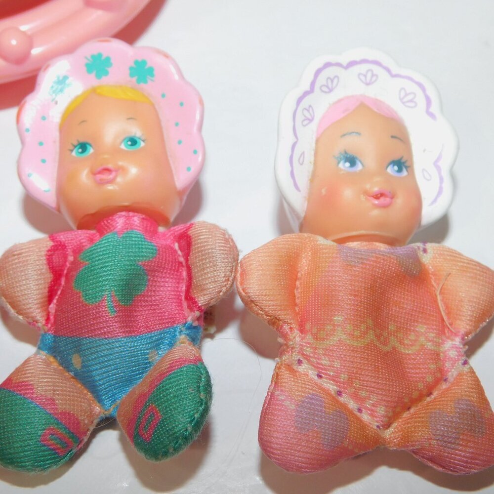 Lot 6 VTG 1989 Galoob So Small Babies 2.5" Mini Beanie Dolls & Merry Go Round - Picture 6 of 7